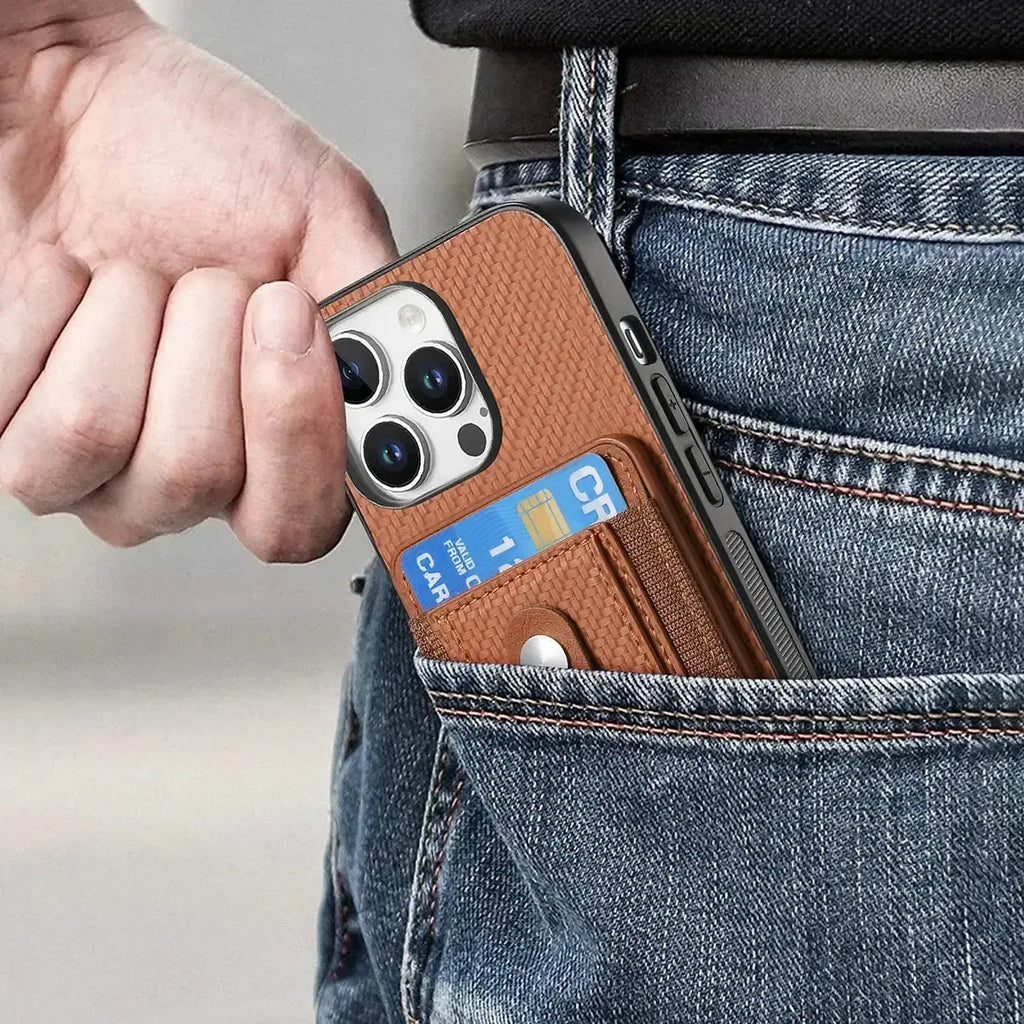 Carbon Fiber MagSafe iPhone Case with Card Wallet