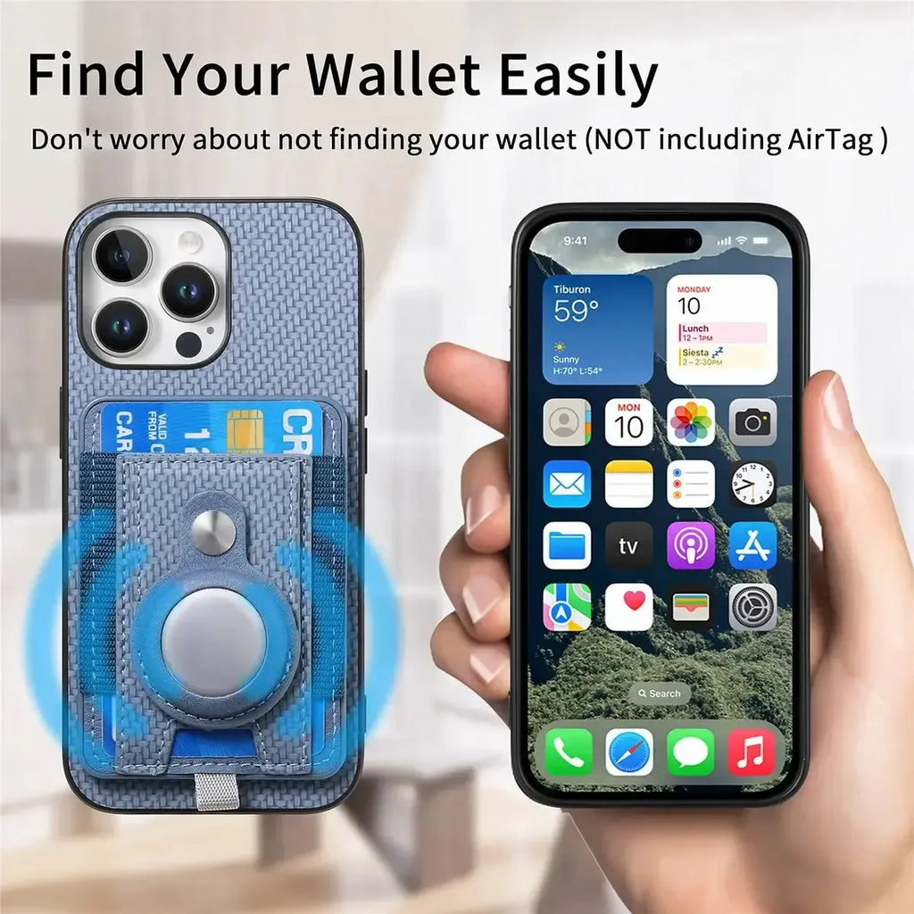 Carbon Fiber MagSafe iPhone Case with Card Wallet