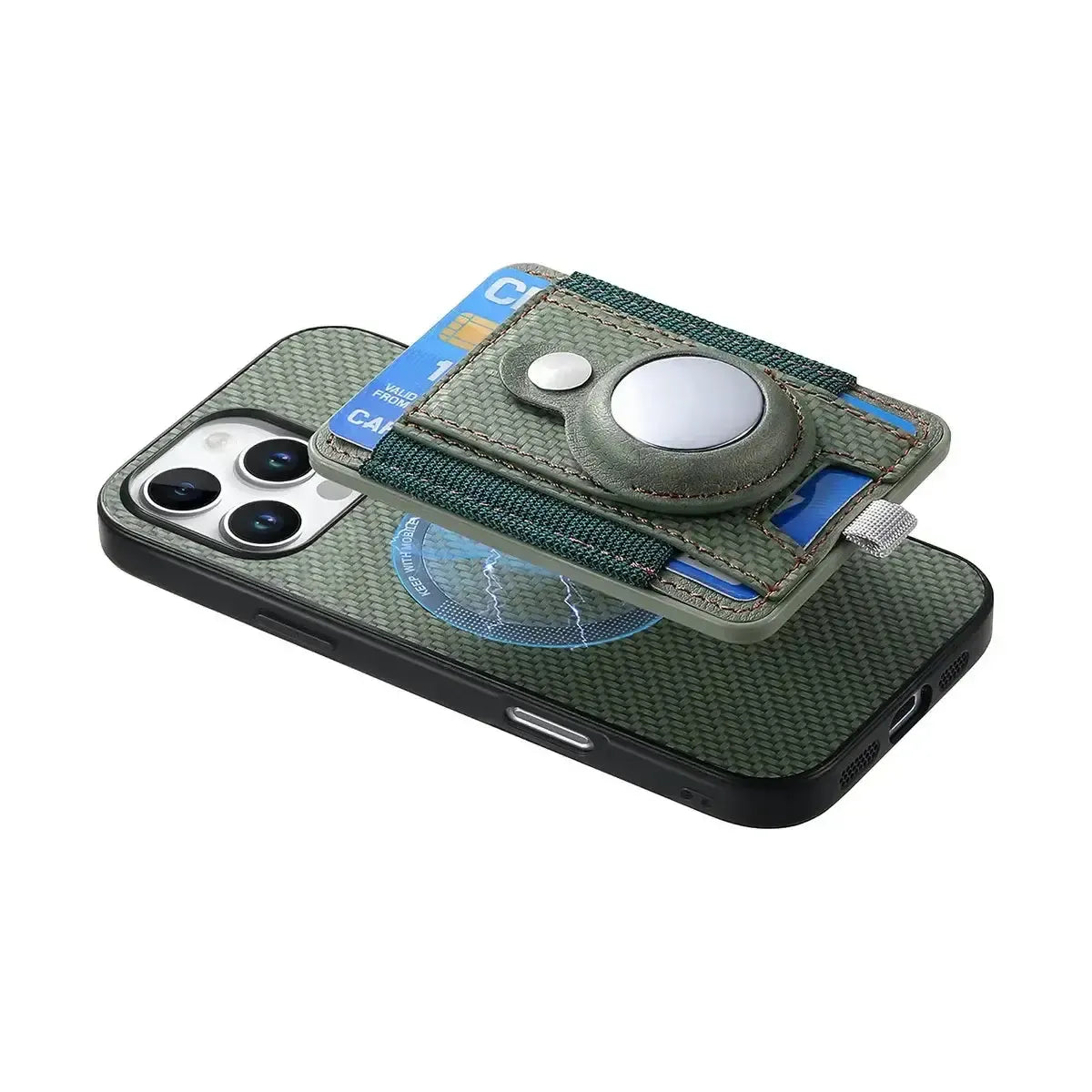 Carbon Fiber MagSafe iPhone Case with Card Wallet
