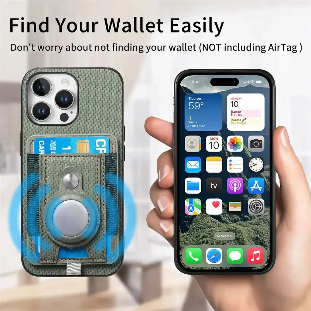 Carbon Fiber MagSafe iPhone Case with Card Wallet