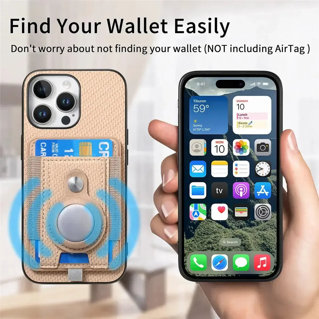 Carbon Fiber MagSafe iPhone Case with Card Wallet