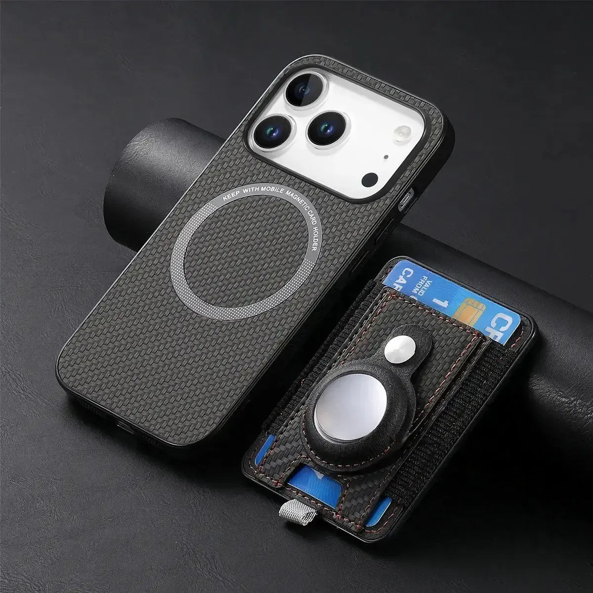 Carbon Fiber MagSafe iPhone Case with Card Wallet