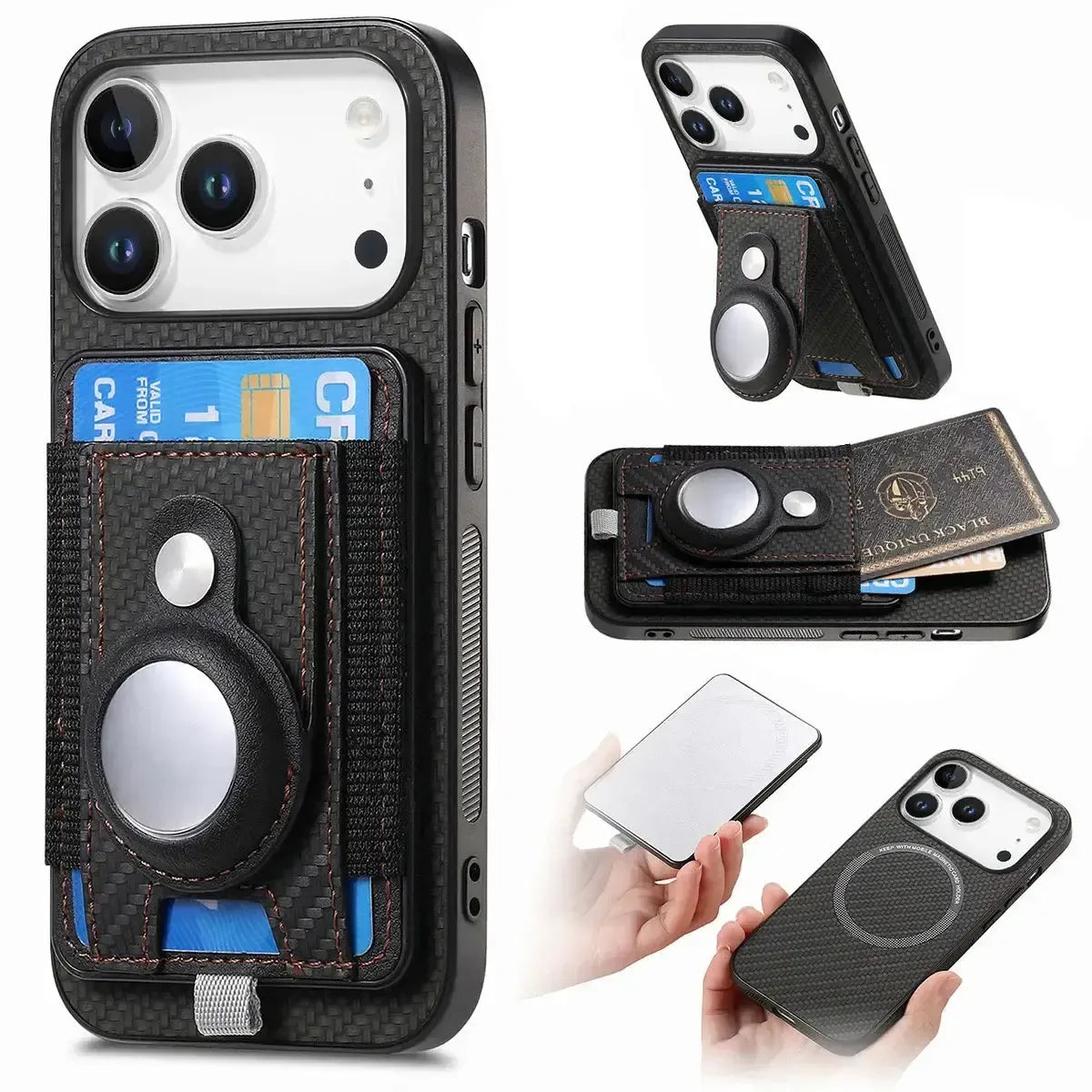 Carbon Fiber MagSafe iPhone Case with Card Wallet