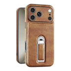 Leather iPhone Case with Built In Metal Kickstand
