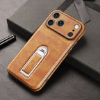 Leather iPhone Case with Built In Metal Kickstand
