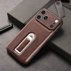 Leather iPhone Case with Built In Metal Kickstand