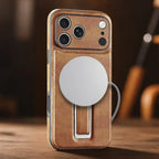 Leather iPhone Case with Built In Metal Kickstand