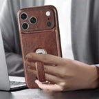Leather iPhone Case with Built In Metal Kickstand
