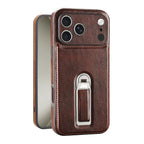 Leather iPhone Case with Built In Metal Kickstand