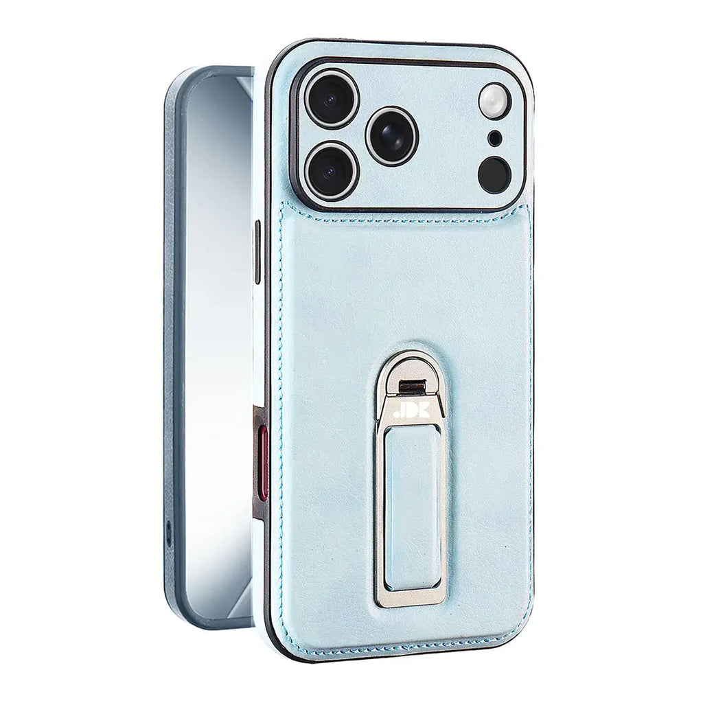 Leather iPhone Case with Built In Metal Kickstand
