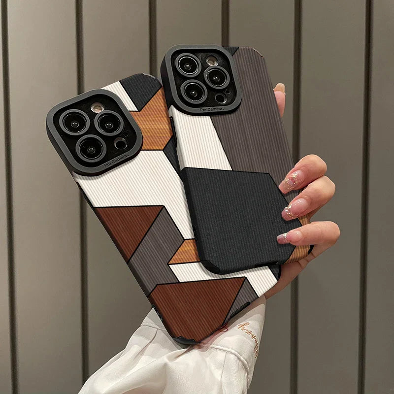 Abstract Geometric Ribbed Texture iPhone Case