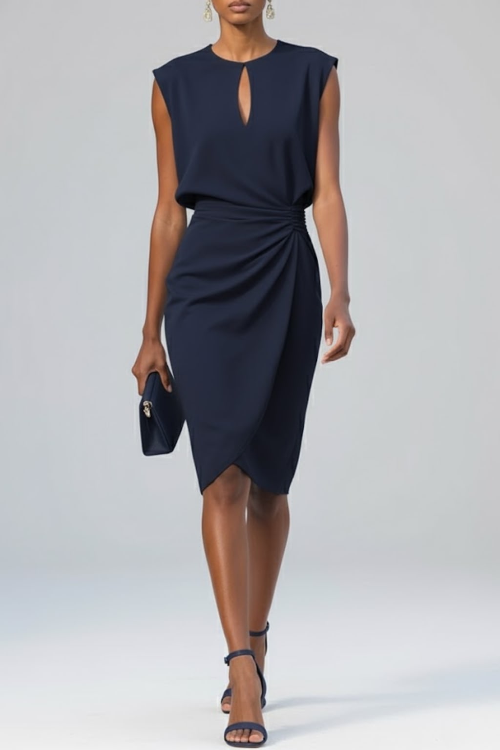 Thalia Ruched Keyhole Midi Dress_2