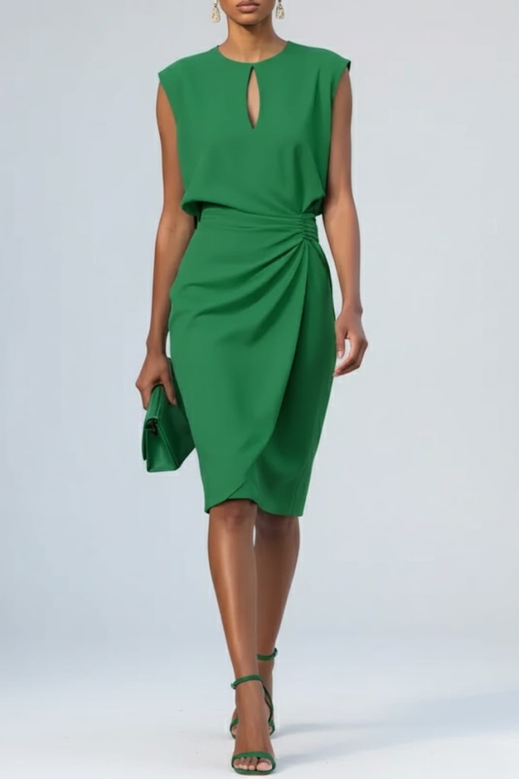 Thalia Ruched Keyhole Midi Dress_5
