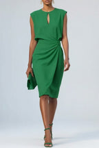 Thalia Ruched Keyhole Midi Dress_5