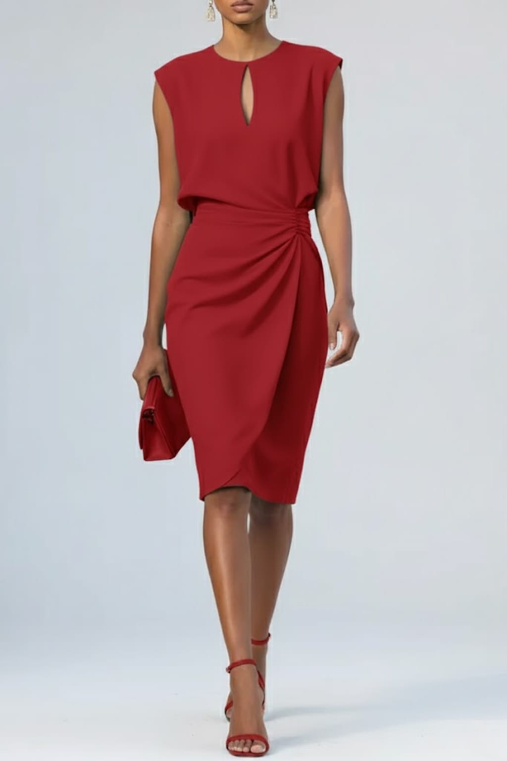 Thalia Ruched Keyhole Midi Dress_6