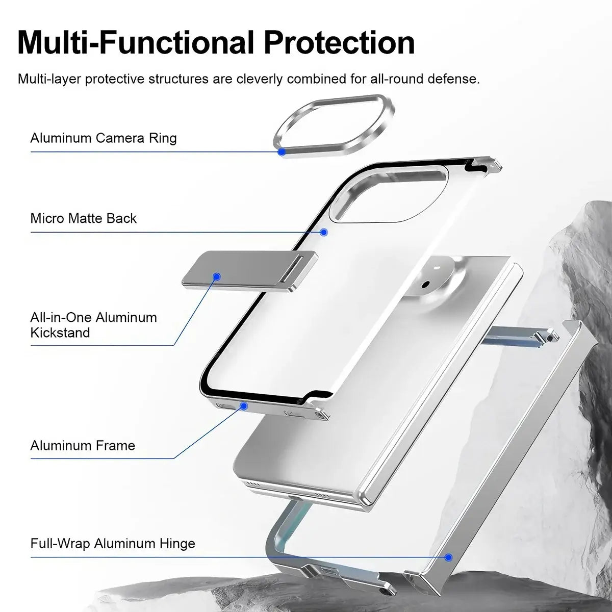 Clear Foldable iPhone Duo Case with Built In Kickstand