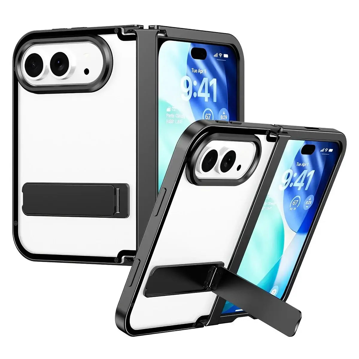 Clear Foldable iPhone Duo Case with Built In Kickstand