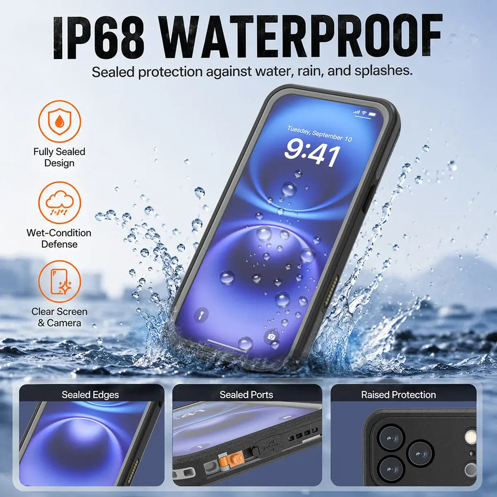 Waterproof MagSafe iPhone Case with Ring Stand