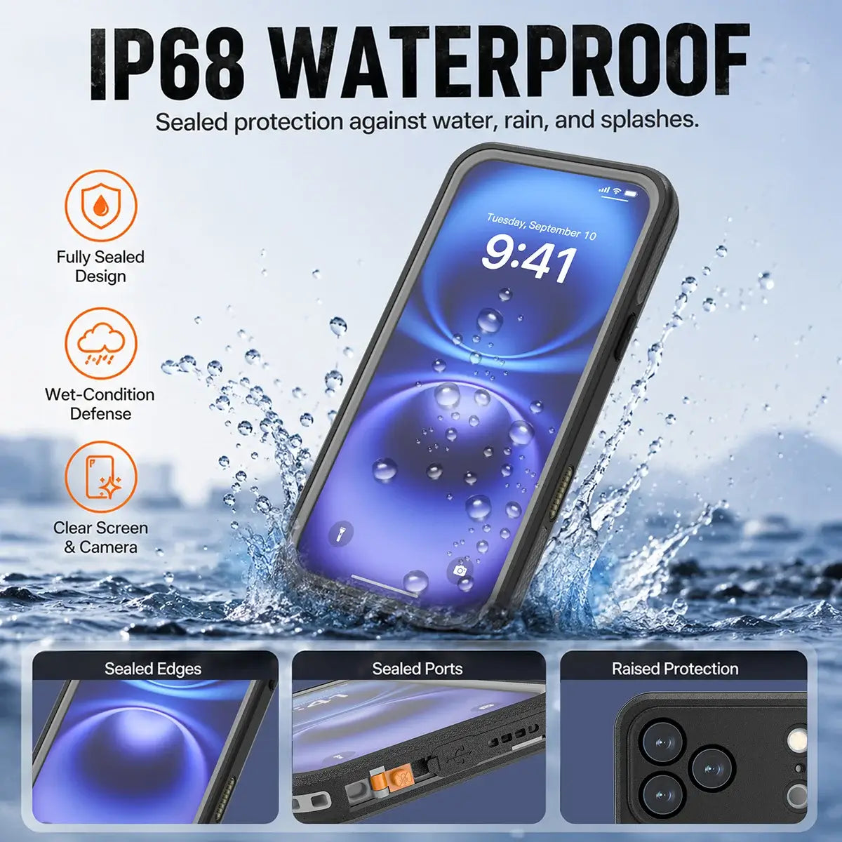 Waterproof MagSafe iPhone Case with Ring Stand