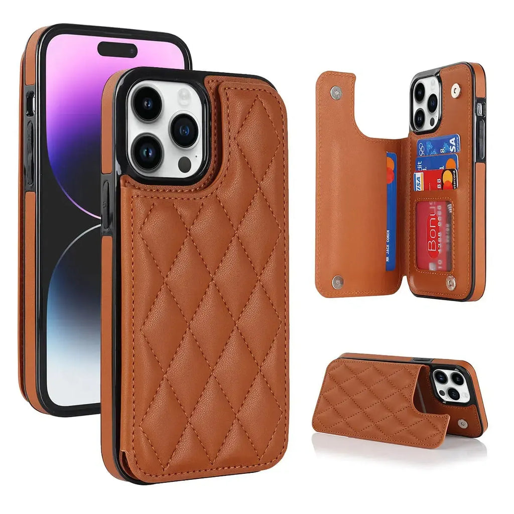 Quilted Wallet iPhone Case with Card Holder