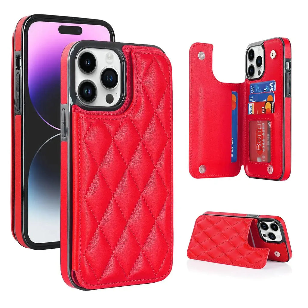 Quilted Wallet iPhone Case with Card Holder