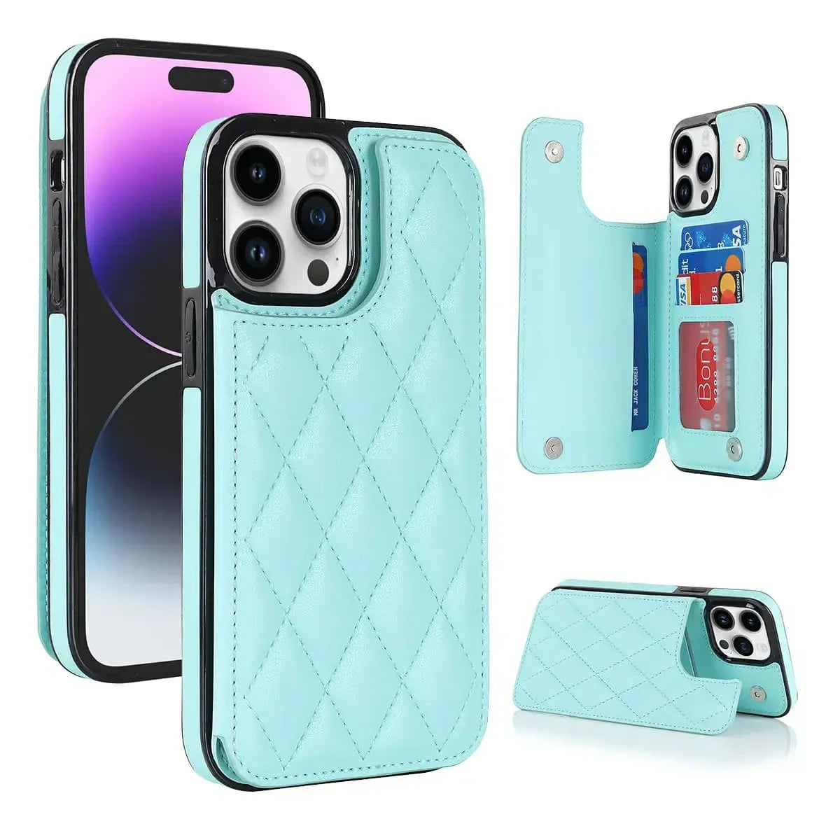 Quilted Wallet iPhone Case with Card Holder