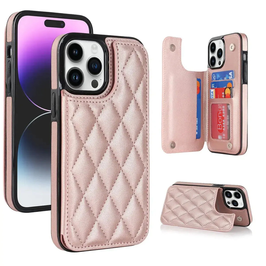 Quilted Wallet iPhone Case with Card Holder