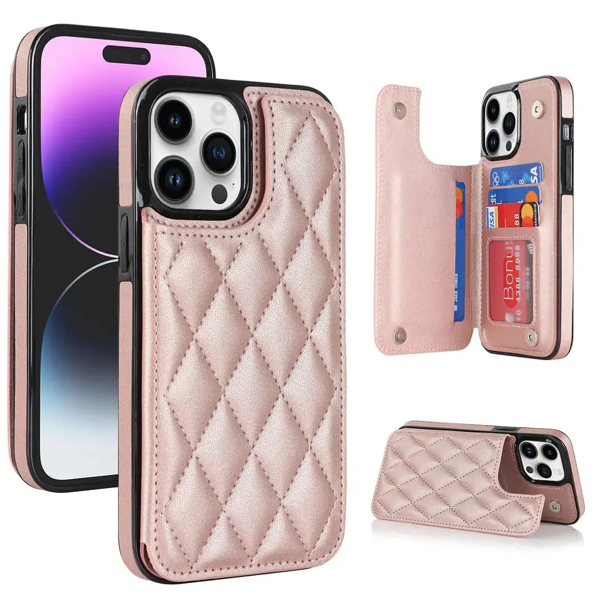 Quilted Wallet iPhone Case with Card Holder