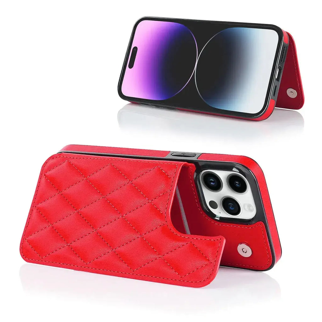 Quilted Wallet iPhone Case with Card Holder