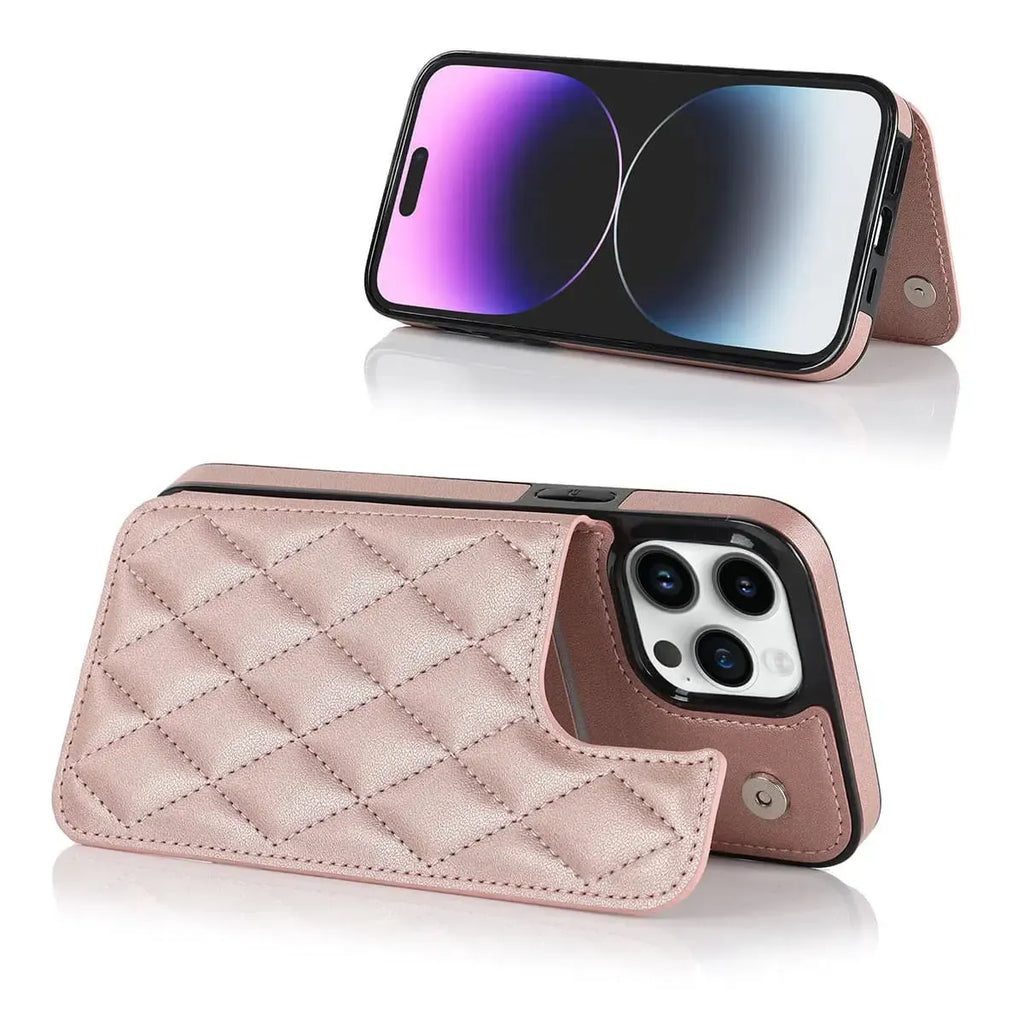 Quilted Wallet iPhone Case with Card Holder