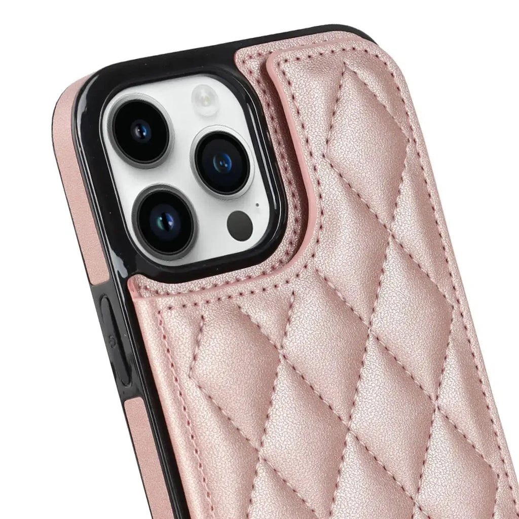 Quilted Wallet iPhone Case with Card Holder