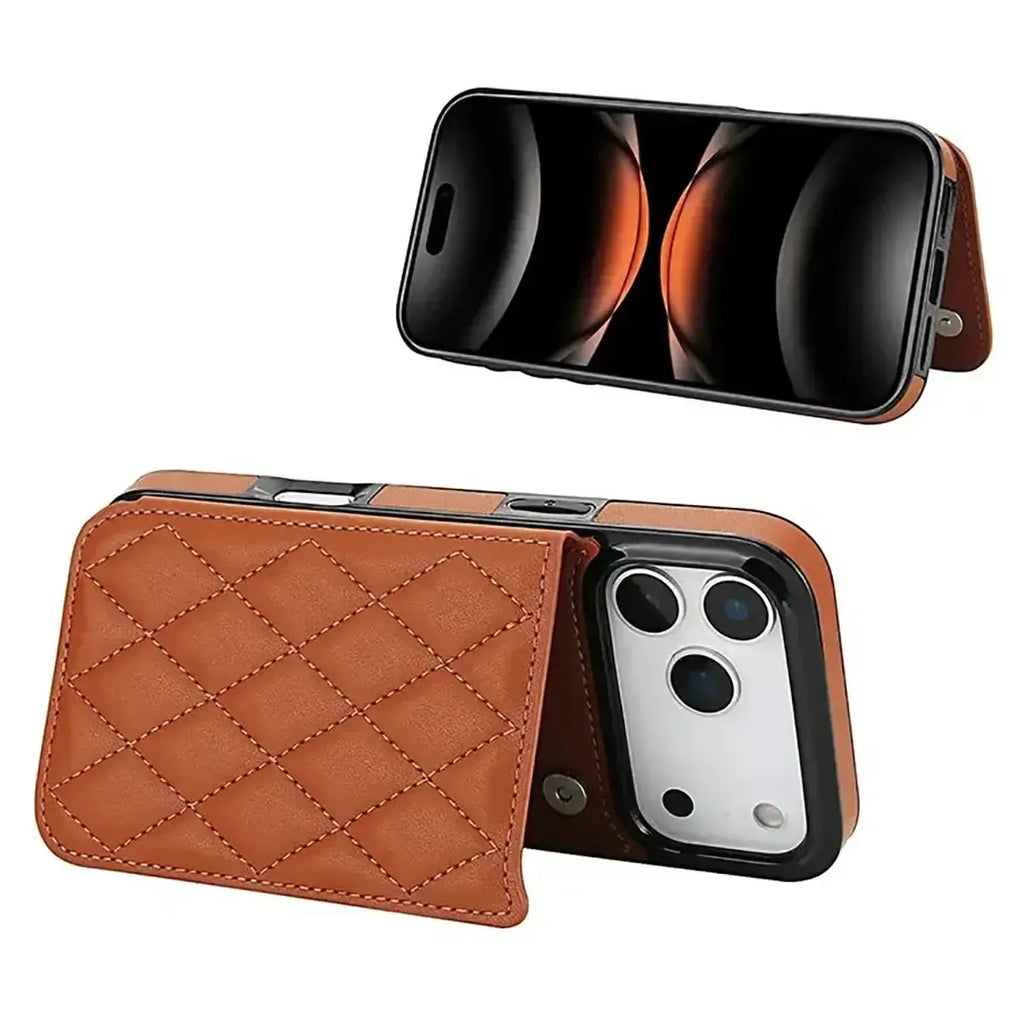 Quilted Wallet iPhone Case with Card Holder