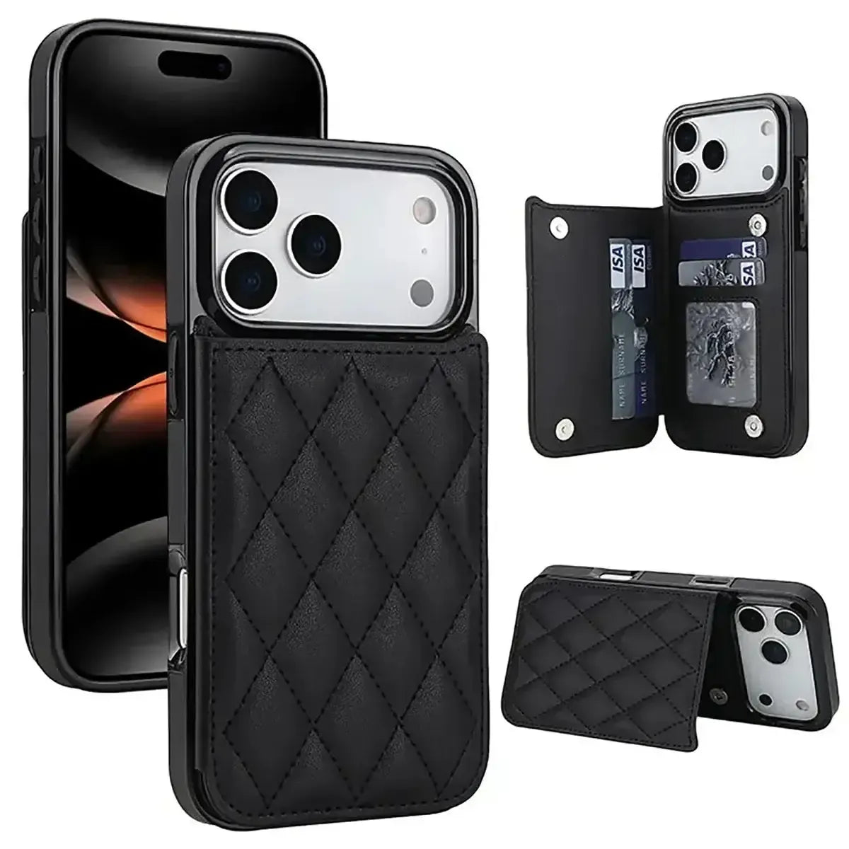 Quilted Wallet iPhone Case with Card Holder