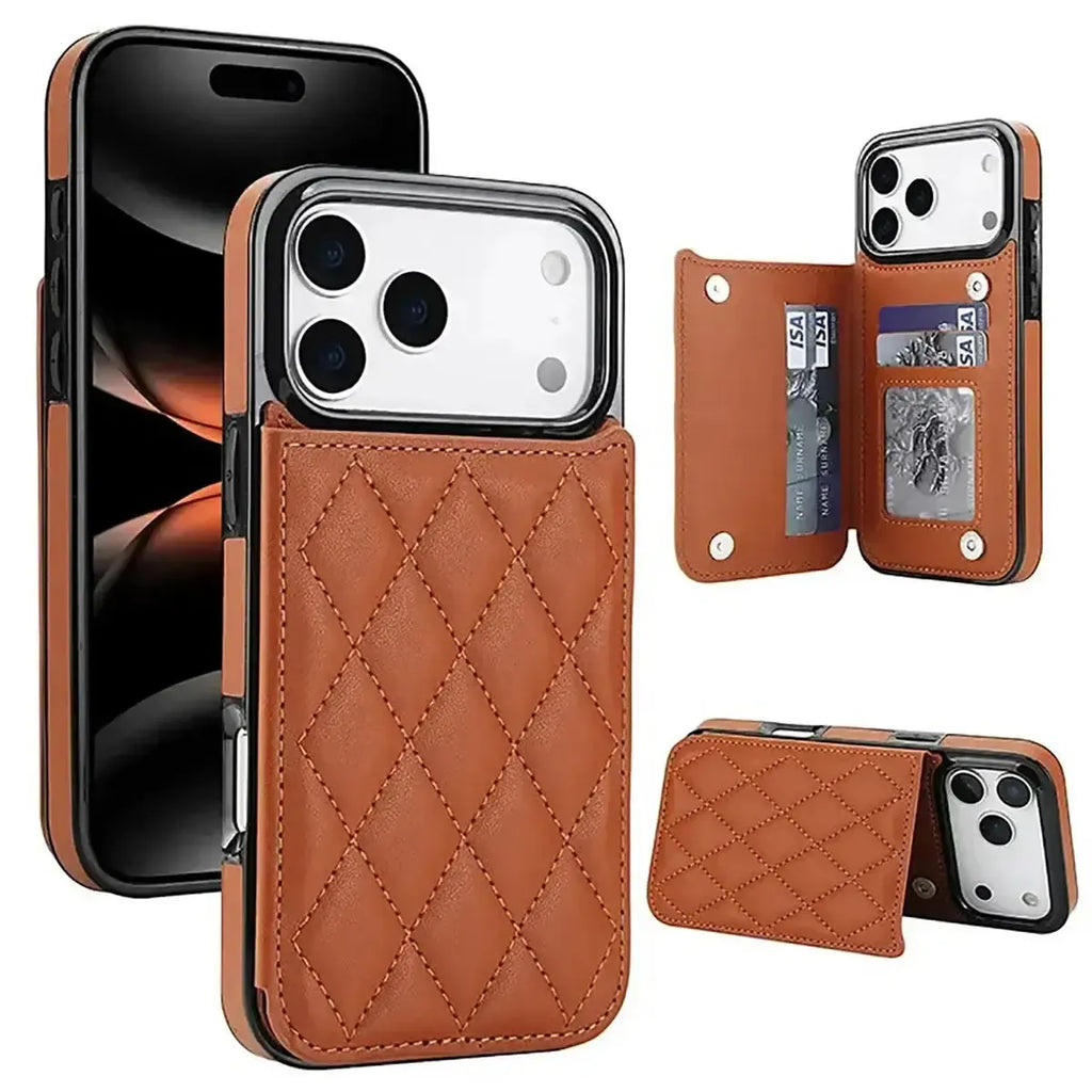 Quilted Wallet iPhone Case with Card Holder
