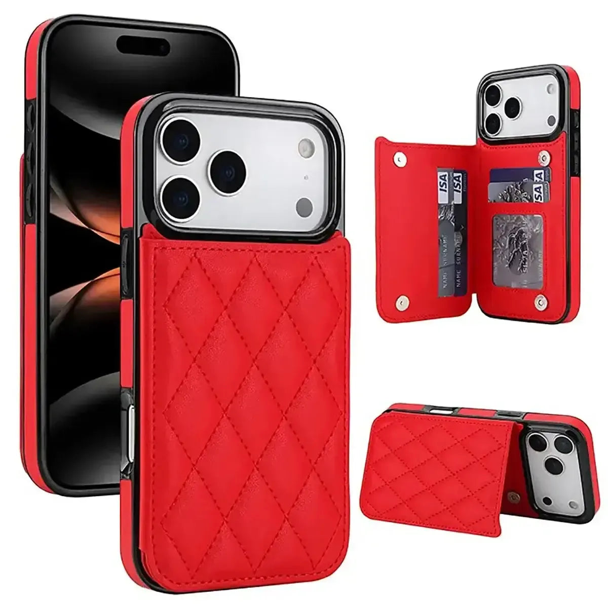 Quilted Wallet iPhone Case with Card Holder