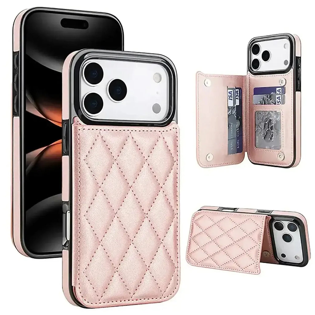 Quilted Wallet iPhone Case with Card Holder