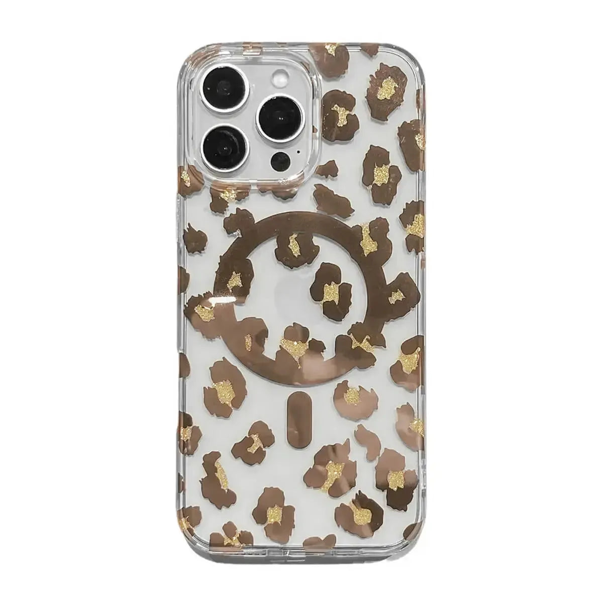 Leopard Print Clear MagSafe iPhone Case