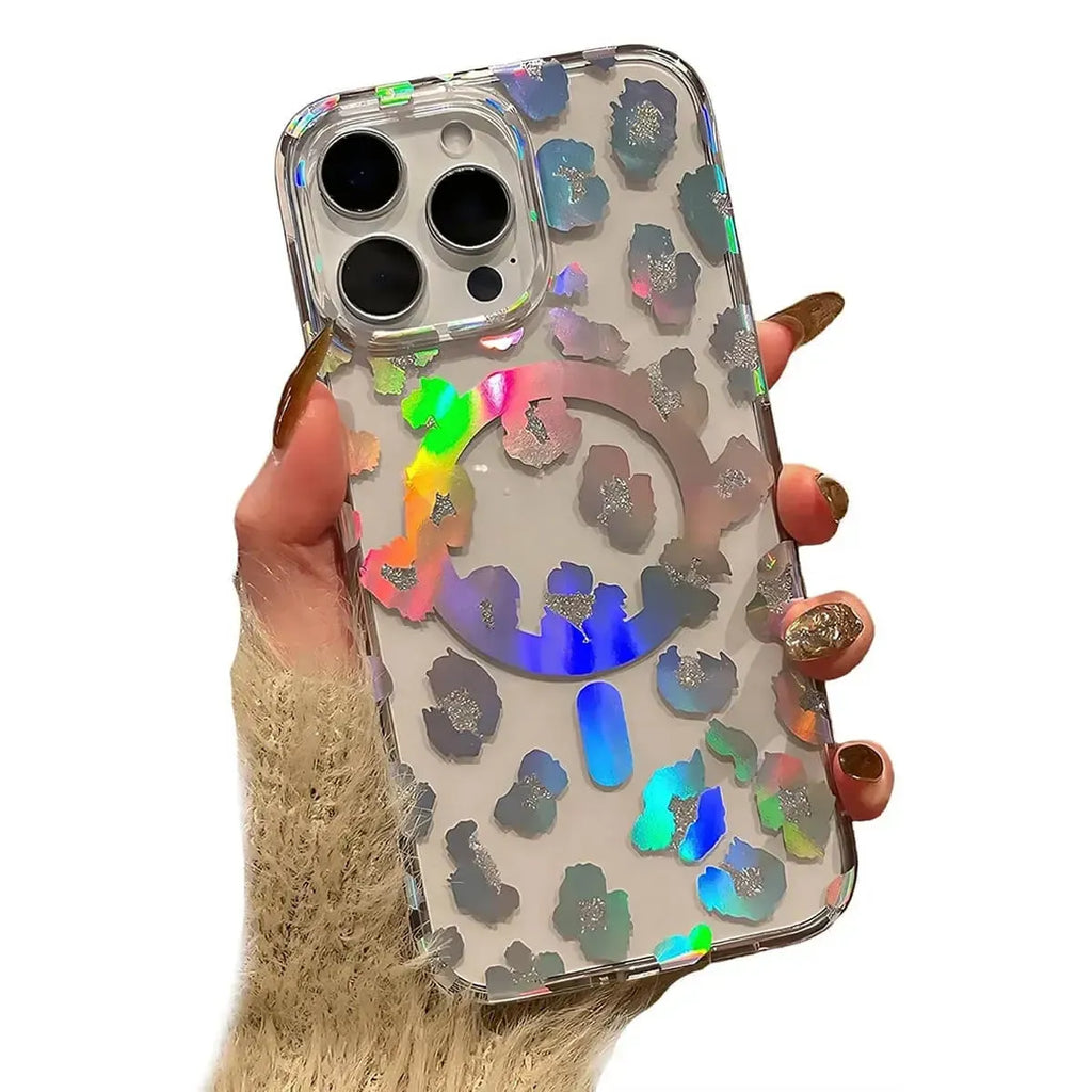 Leopard Print Clear MagSafe iPhone Case