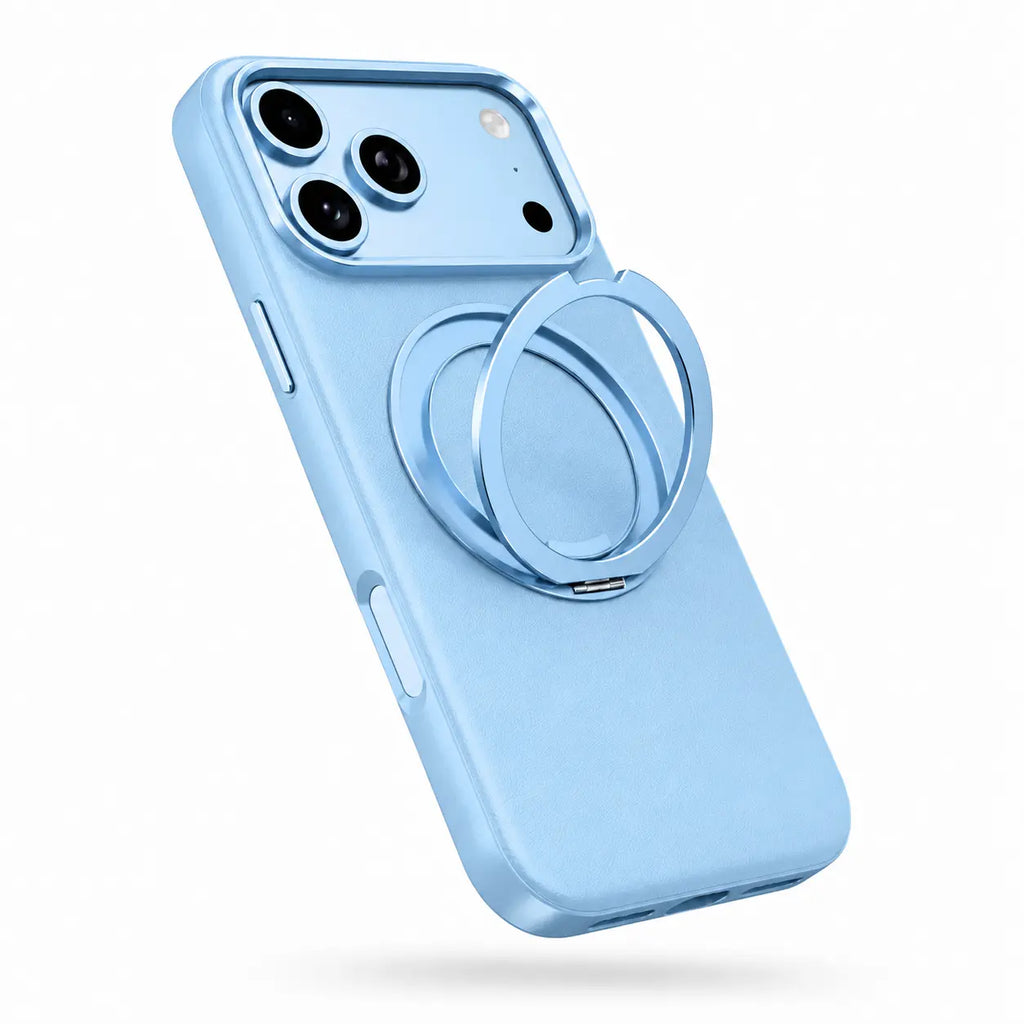 Leather Phone Case with Folding Ring Stand