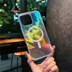 Holographic Feather Pattern MagSafe Phone Case