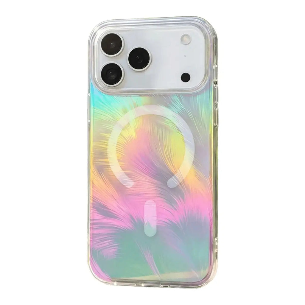 Holographic Feather Pattern MagSafe Phone Case