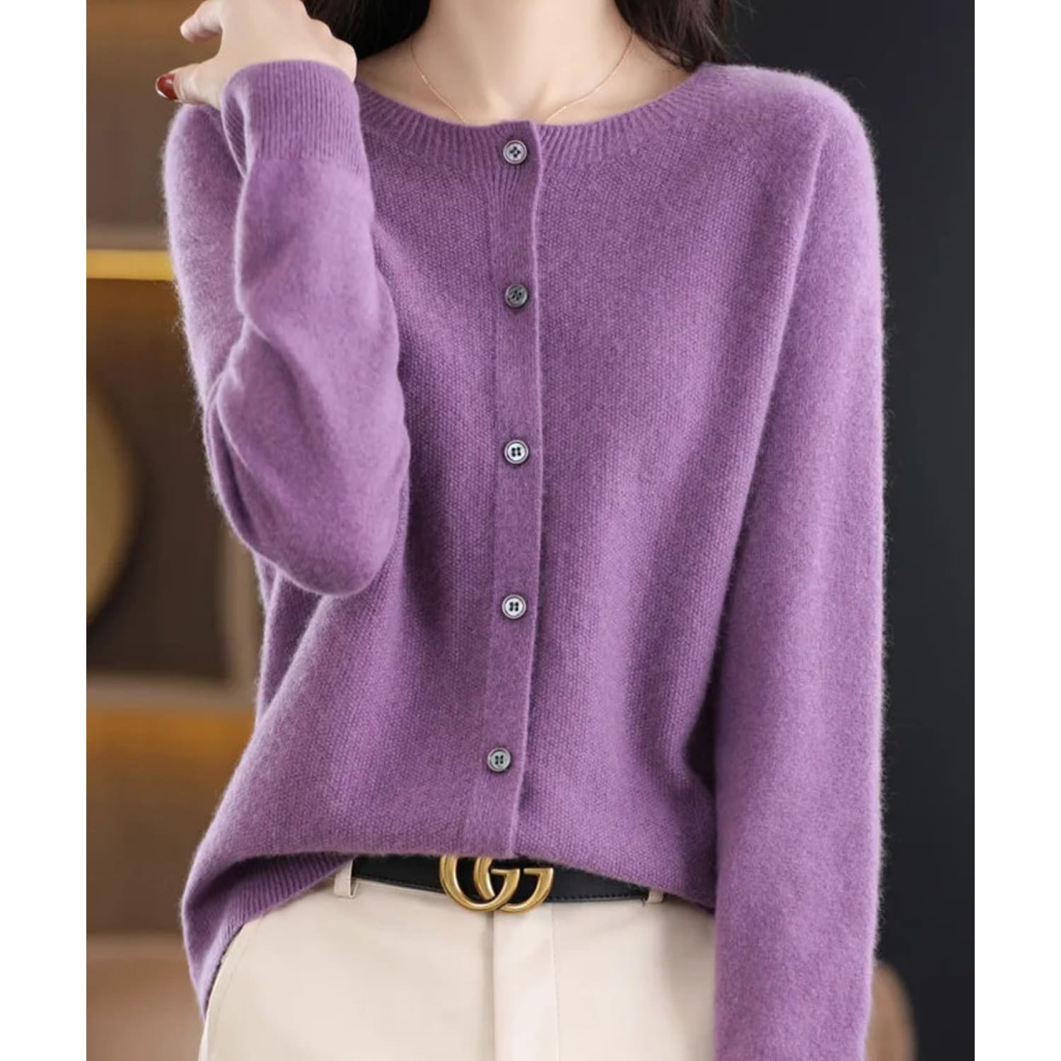 Embla Merino Wool Button Front Cardigan_9