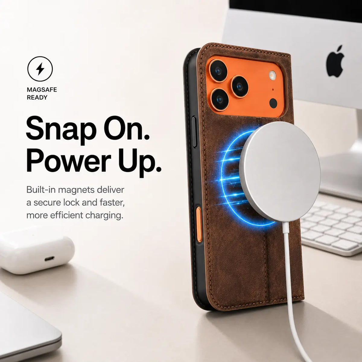 Leather MagSafe Flip Phone Case