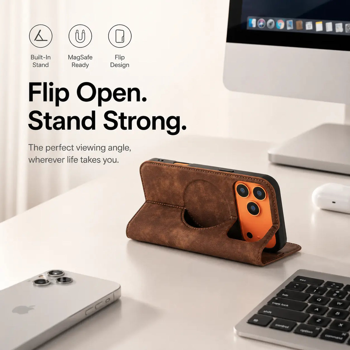 Leather MagSafe Flip Phone Case