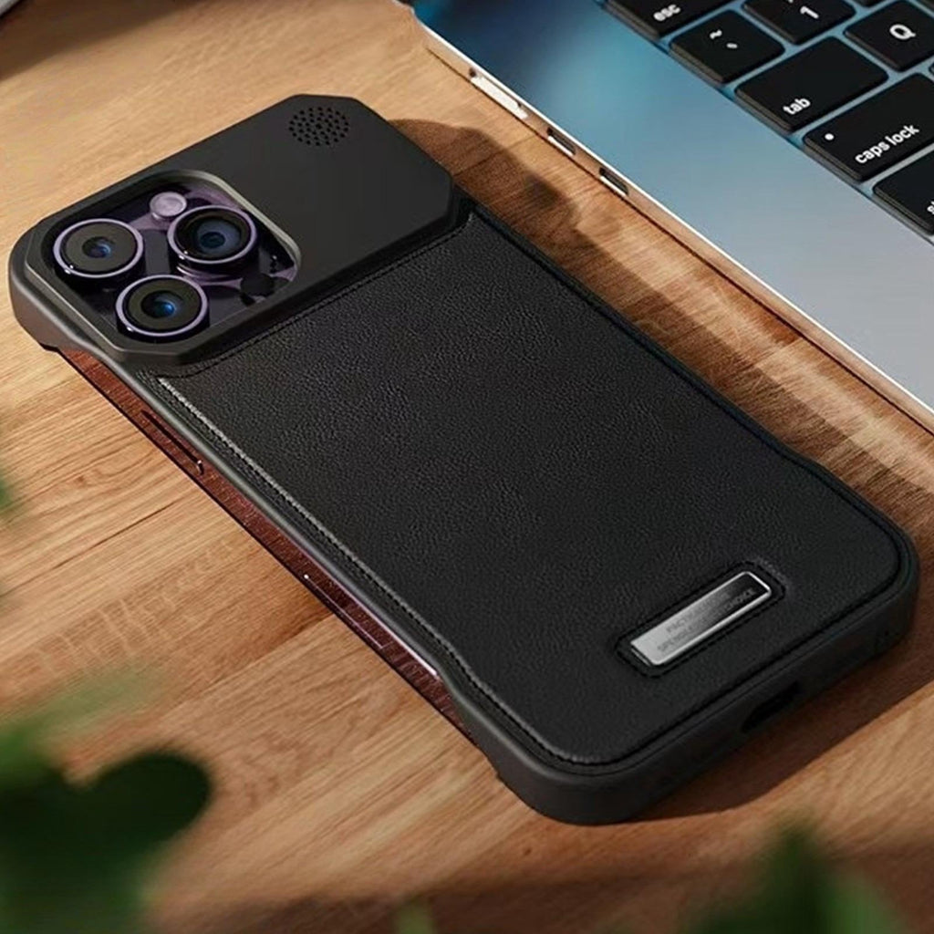 Leather Panel Metal Frame iPhone Case