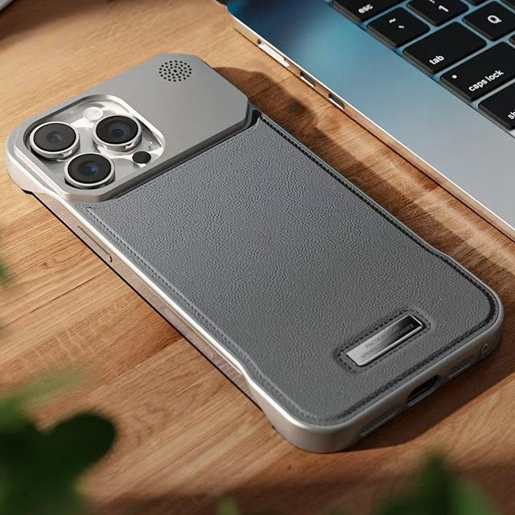 Leather Panel Metal Frame iPhone Case