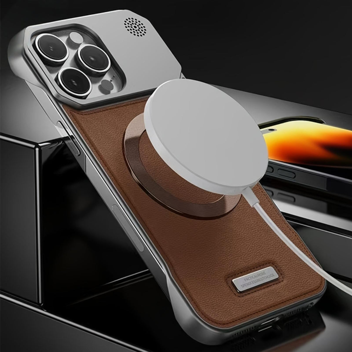 Leather Panel Metal Frame iPhone Case