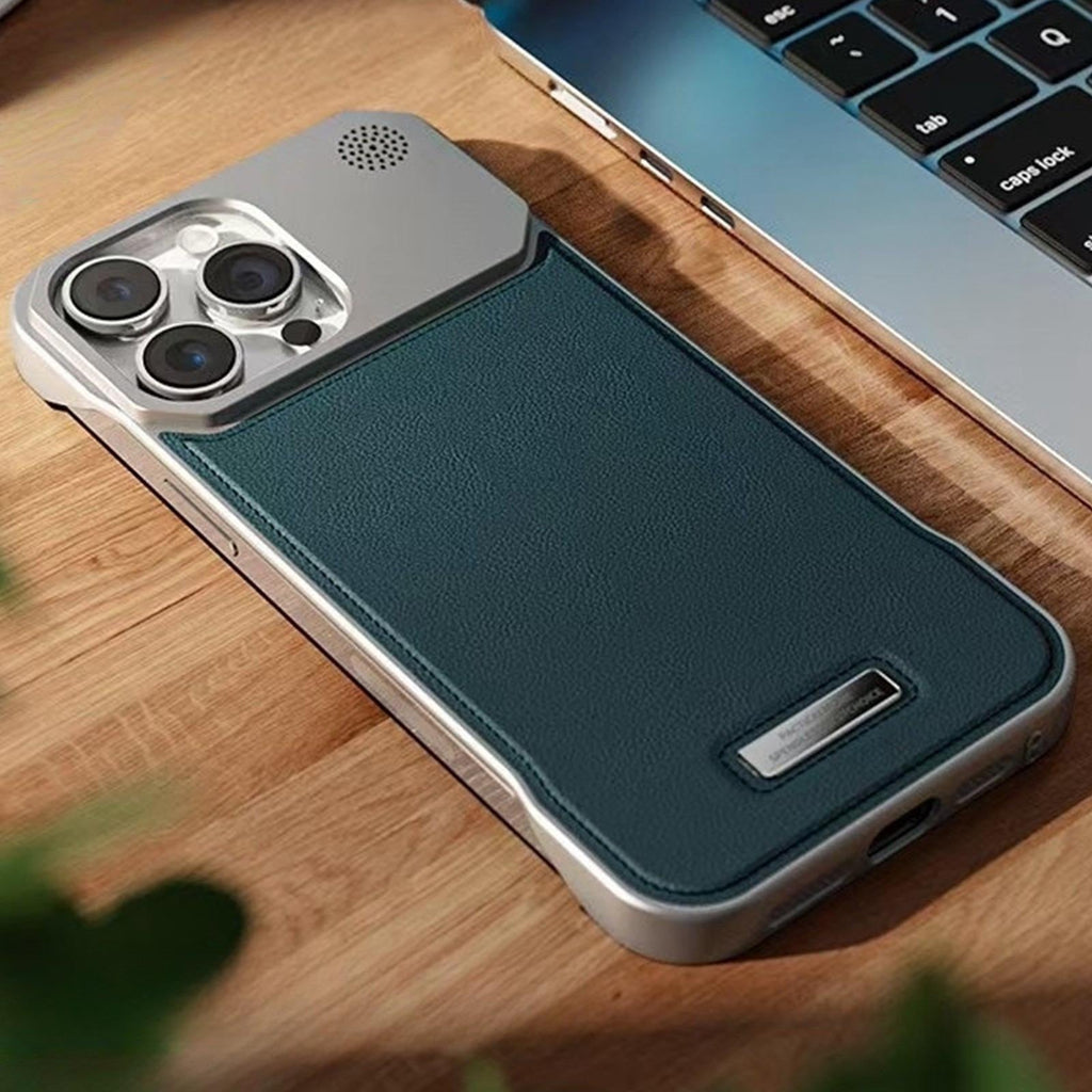 Leather Panel Metal Frame iPhone Case