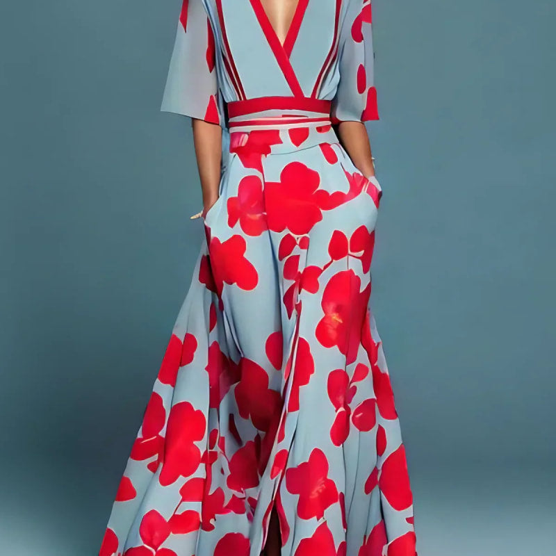 Melina Floral V-Neck Maxi Dress_1