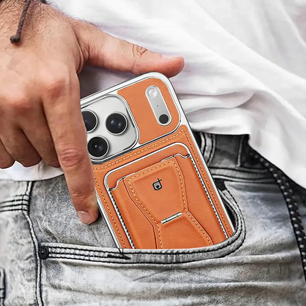 Leather MagSafe Phone Case with Stand Card Holder